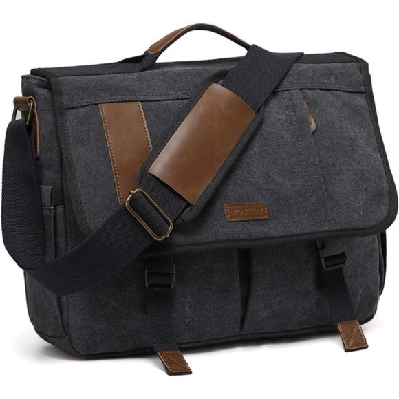 Messenger Bag for Men Water Resistant Canvas 15.6 inch Laptop Shoulder Bag